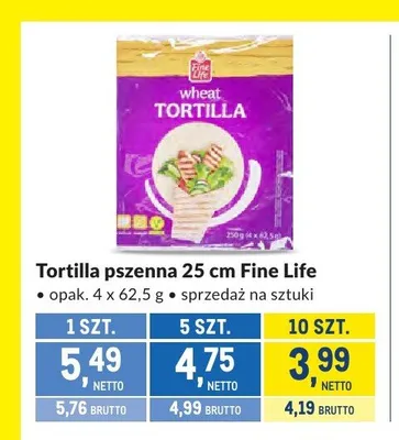 Tortilla pszenna Fine Life promocja w Makro