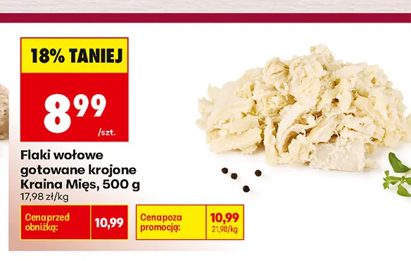 Flaki wołowe gotowane krojone Kraina Mięs promocja w Biedronka
