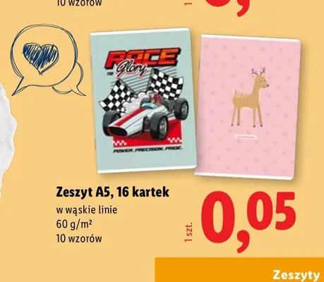 Zeszyt A5 w wąskie linie 16 kartek promocja w Lidl