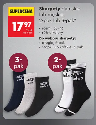 Skarpety damskie krótkie 3-pak Umbro promocja w Biedronka
