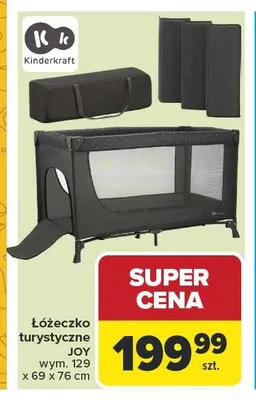 Łóżeczko turystyczne Kinderkraft JOY wym. 129x69x76cm promocja w Carrefour