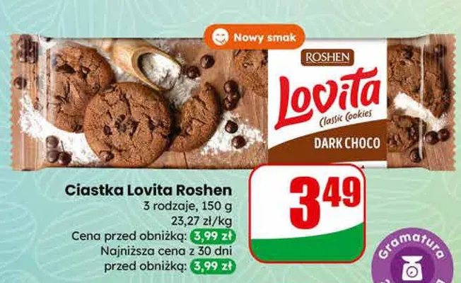 Ciastka Lovita 3 rodzaje promocja w Dino
