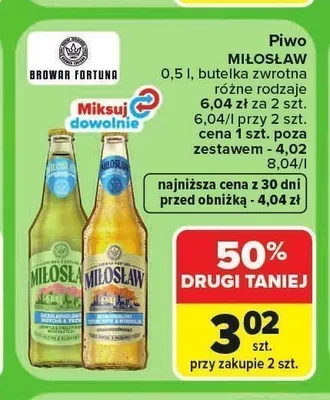 Piwo Miłosław Niefiltrowane promocja w Carrefour