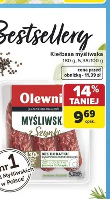 Kiełbasa myśliwska Olewnik promocja w Carrefour