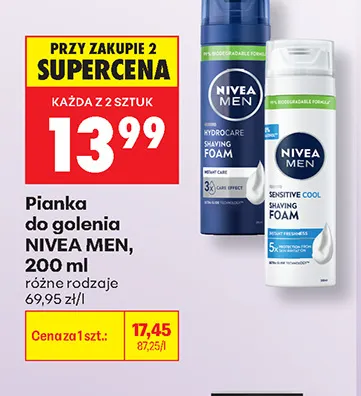 Pianka do golenia Nivea Men Hydrocare promocja w Biedronka