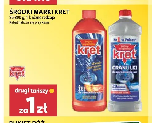 Granulki do udrażniania rur Kret promocja w Stokrotka