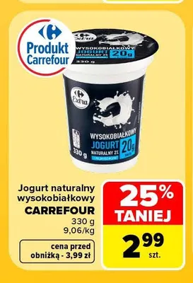 Jogurt naturalny wysokobiałkowy Carrefour promocja w Carrefour Market