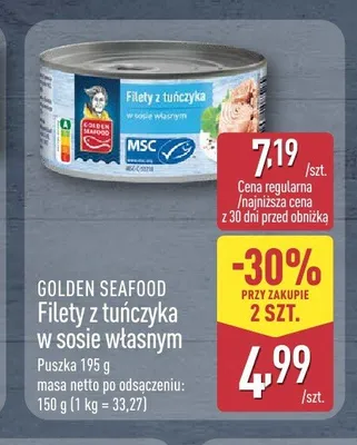 Filety z tuńczyka w sosie własnym Golden Seafood promocja w Aldi