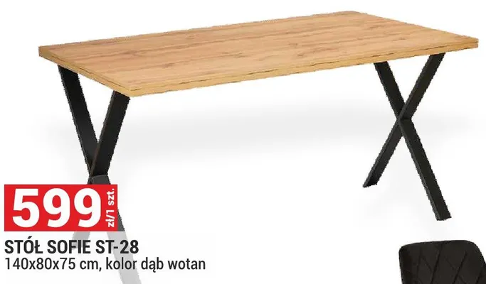 Stół Sofie ST-28 140x80x75 cm, kolor dąb wotan promocja w Merkury Market