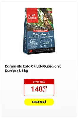 Karma dla kota Orijen Guardian 8 Kurczak promocja w Media Expert
