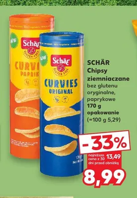 Chipsy ziemniaczane bez glutenu Schär Curvies oryginalne promocja w Kaufland