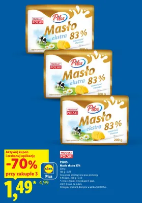 Masło ekstra Pilos 83% promocja w Lidl