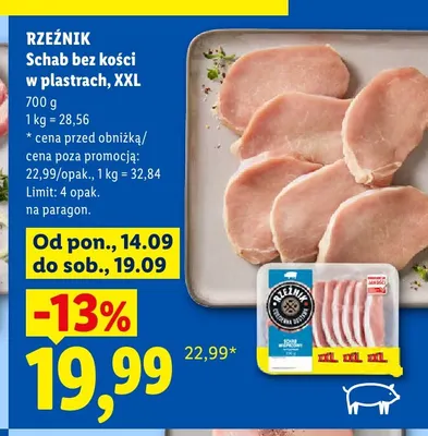 Schab bez kości w plastrach XXL Rzeźnik promocja w Lidl