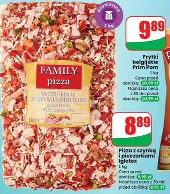 Pizza z szynką i pieczarkami promocja w Dino