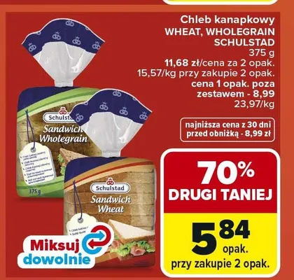 Chleb kanapkowy Schulstad Wheat promocja w Carrefour