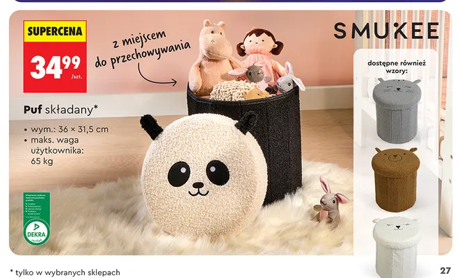 Puf składany Smukee promocja w Biedronka