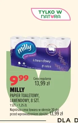 Papier toaletowy Milly lawendowy 8-pak promocja w Drogerie Natura