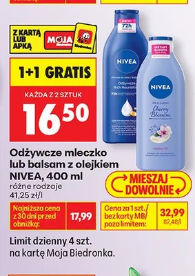 Odżywcze mleczko NIVEA promocja w Biedronka