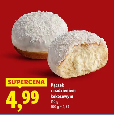Pączek z nadzieniem kokosowym promocja w Lidl