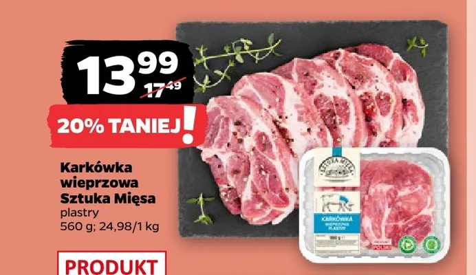 Karkówka wieprzowa Sztuka Mięsa plastry promocja w Netto