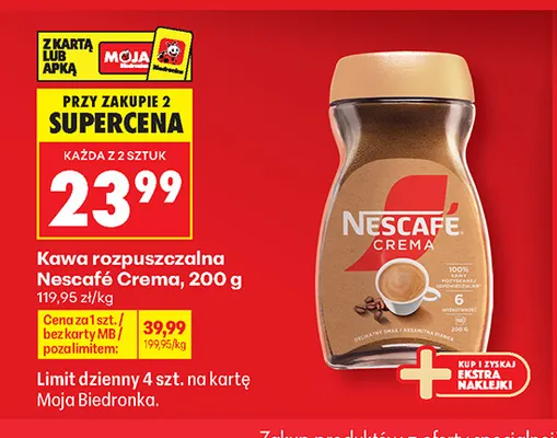 Kawa rozpuszczalna Nescafé Crema promocja w Biedronka