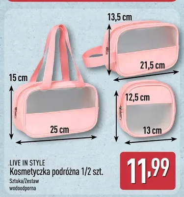 Kosmetyczka podróżna LIVE IN STYLE promocja w Aldi