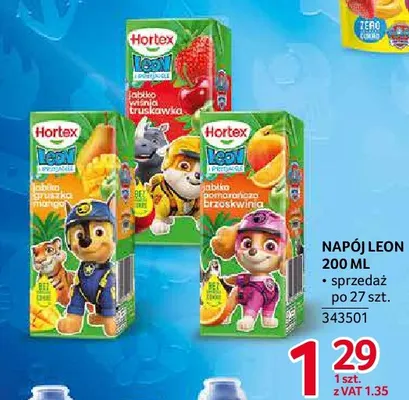 Napój Leon Hortex jabłko wiśnia truskawka promocja w Selgros