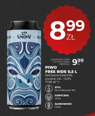 Piwo bezalkoholowe Free Ride Kingpin promocja w Duży Ben