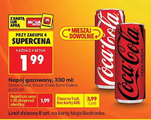 Napój gazowany Coca-Cola, Coca-Cola Zero, Coca-Cola Zero Cukru promocja w Biedronka