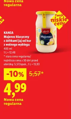 Majonez klasyczny z żółtkami jaj od kur z wolnego wybiegu Kania promocja w Lidl