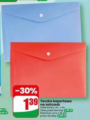 Teczka kopertowa na zatrzask A4 promocja w Dino