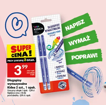 Długopisy wymazywalne Kidea promocja w Twój Market
