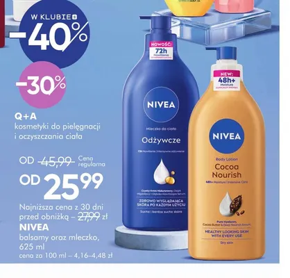 Balsamy oraz mleczko Nivea promocja w Super-Pharm