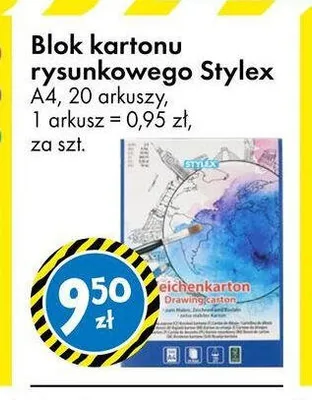 Blok kartonu rysunkowego Stylex A4 20 arkuszy promocja w Tedi