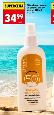 Mleczko ochronne w sprayu SPF 50 Lirene promocja w Biedronka