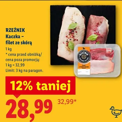 Kaczka - filet ze skórą promocja w Lidl