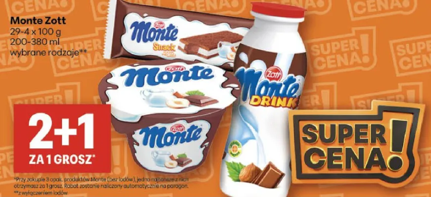Deser mleczny Monte Zott promocja w Delikatesy Centrum