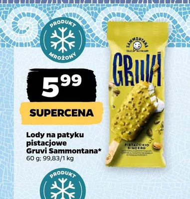 Lody na patyku pistacjowe Gruvi Sammontana promocja w Netto