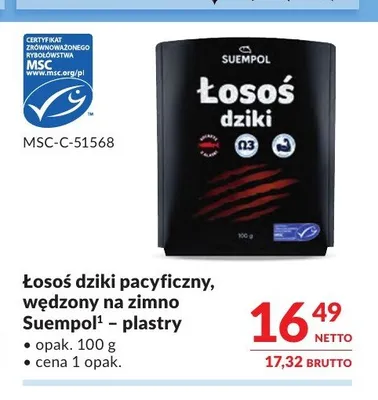 Łosoś dziki pacyficzny wędzony na zimno Suempol plastry promocja w Makro