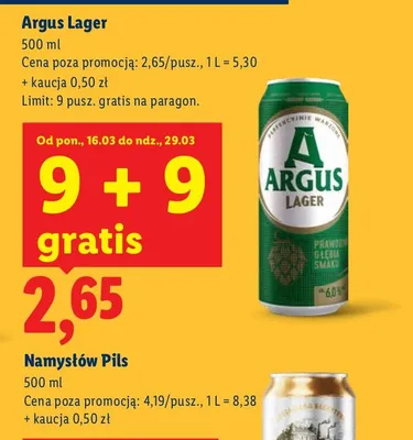 Piwo Namysłów Pils promocja w Lidl