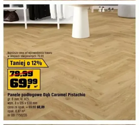 Panele podłogowe Dąb Caramel Pistachio promocja w OBI