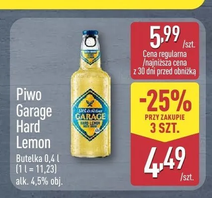 Piwo Garage Hard Lemon promocja w Aldi