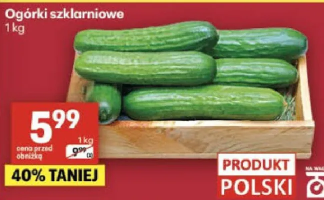 Ogórki szklarniowe promocja w Delikatesy Centrum