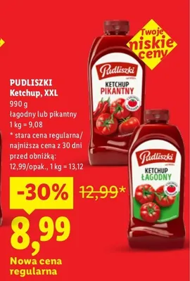 Ketchup XXL pikantny Pudliszki promocja w Lidl