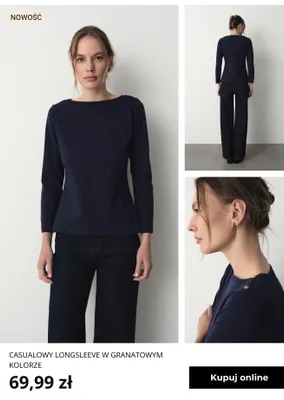 Casualowy longsleeve w granatowym kolorze Greenpoint promocja w Greenpoint