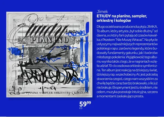 Płyta CD Jimek ETIUDY na pianino, sampler, orkiestrę i kolegów promocja w Empik