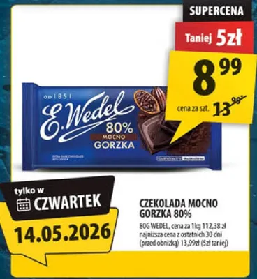 Czekolada mocno gorzka E.Wedel 80% promocja w Arhelan