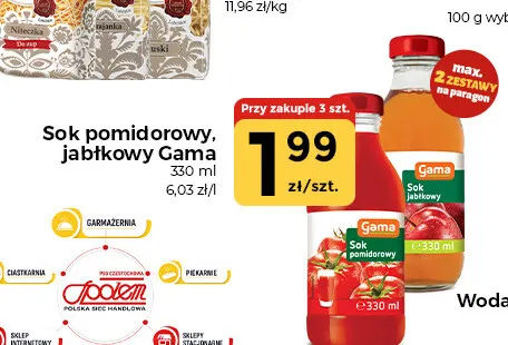 Sok pomidorowy Gama promocja w Społem Częstochowa