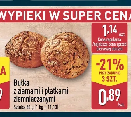 Bułka z ziarnami i płatkami ziemniaczanymi promocja w Aldi