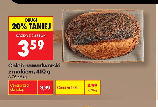 Chleb nowodworski z makiem promocja w Biedronka